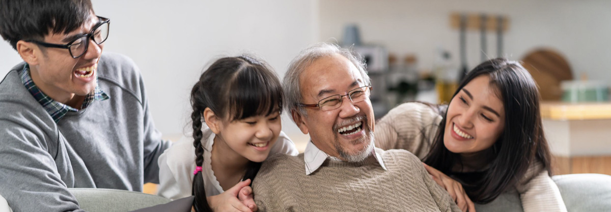 A family laughing together