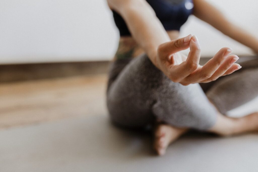 a woman meditating