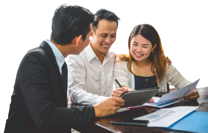 People signing an e-charity document