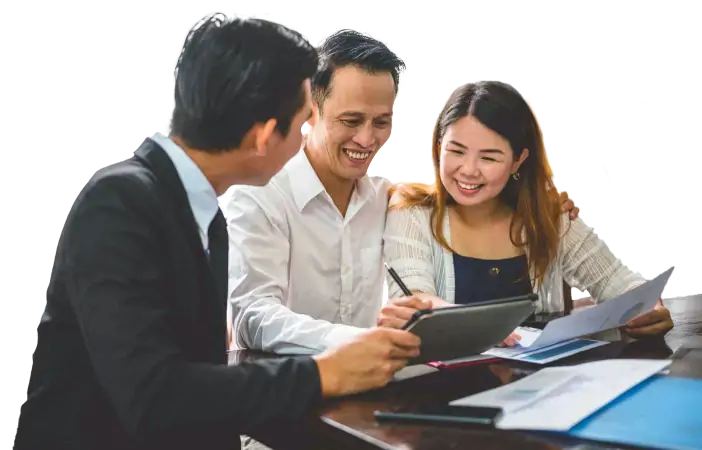 People signing an e-charity document