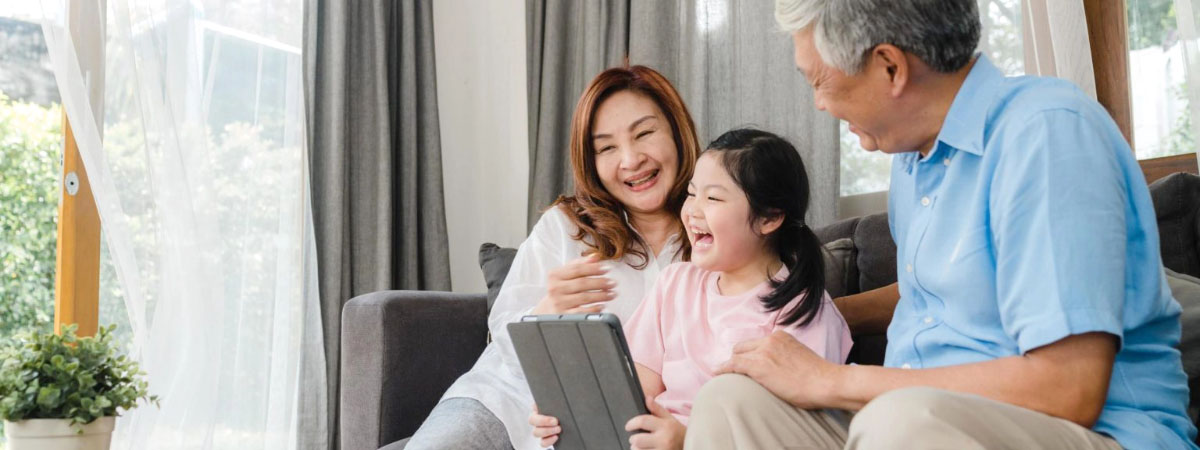 Grandparents spending time with their grandchild