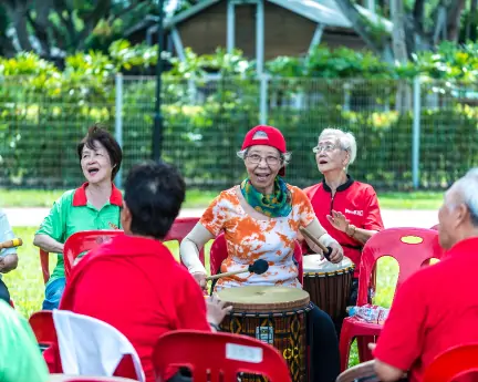 Elderly people playing instruments