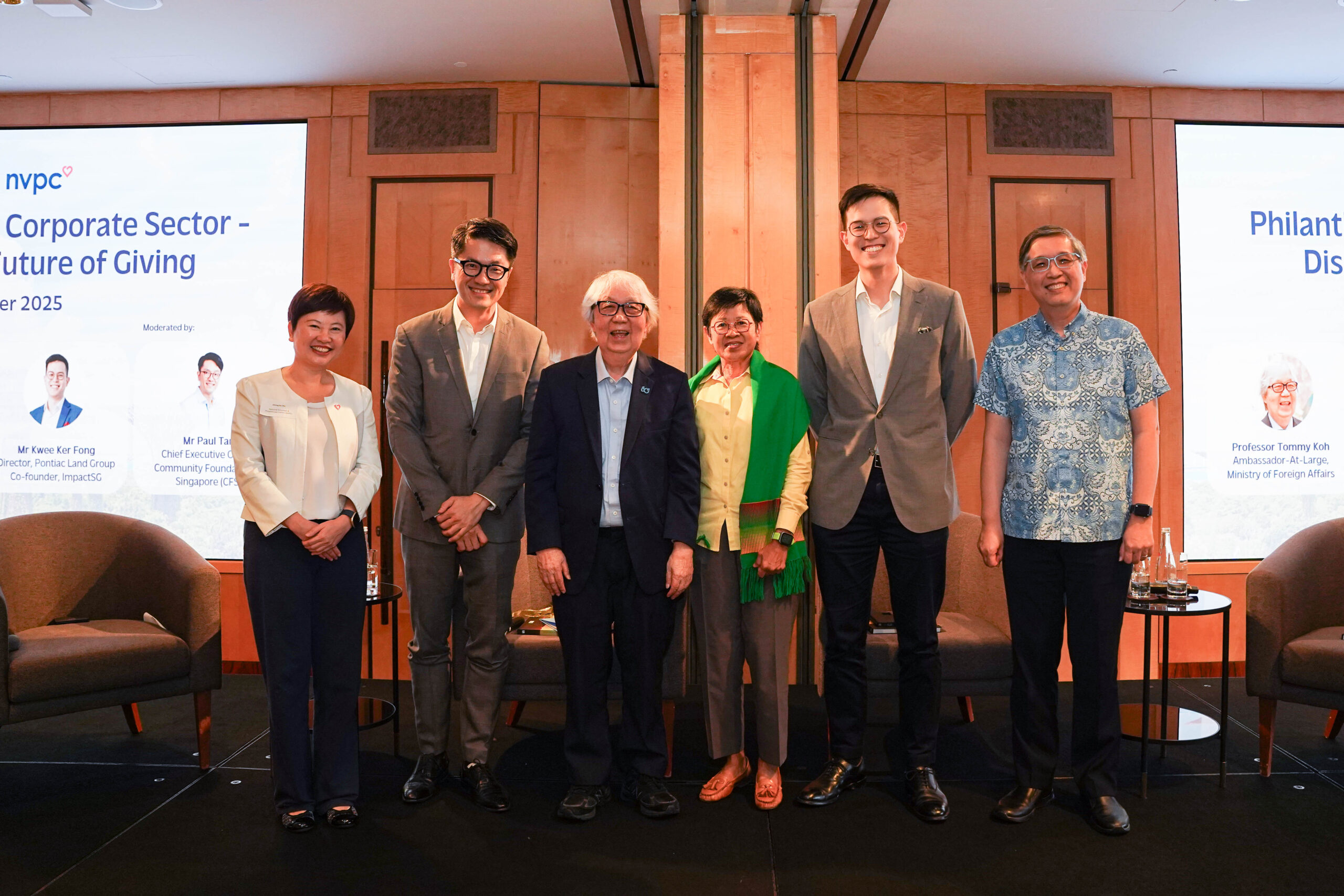 Photo (from left to right): Ching Su-Yin, Deputy Director, Corporate & Industry Partnerships, NVPC; Paul Tan, CEO, CFS; Professor Tommy Koh, Ambassador-at-Large, MFA; Ang Bee Lian, Senior Adviser, MSF; Kwee Ker Fong, Director, Pontiac Land Group; and Lam Yi Young, Deputy Chair, CFS.